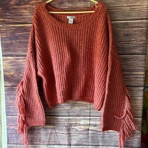 Cozy Terracotta Fringe Sweater